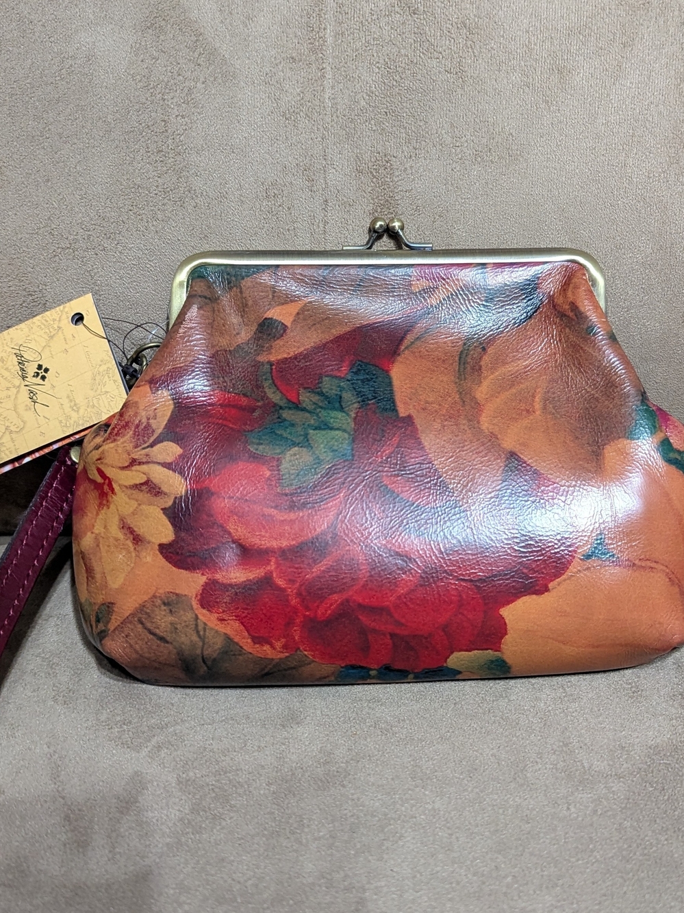 Patricia Nash Floral Leather Savena Wristlet- Multicolor